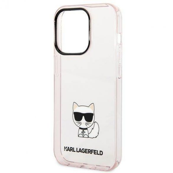 Karl Lagerfeld KLHCP14LCTTRI Husă rigidă pentru iPhone 14 Pro 6,1" rożowy/roz Husă transparentă Choupette Body