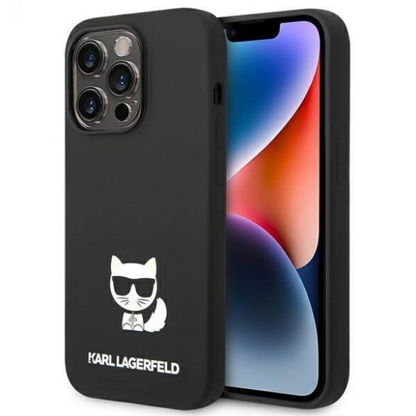 Karl Lagerfeld KLHCP14LSLCTBK Husă rigidă pentru iPhone 14 Pro de 6,1 inchi, negru, silicon Choupette