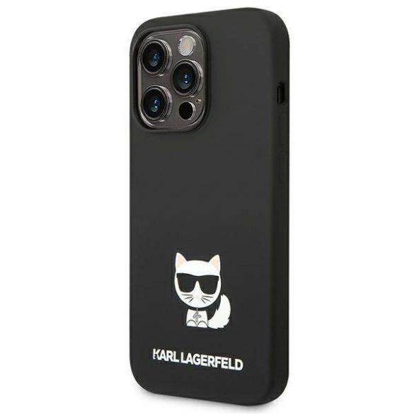 Karl Lagerfeld KLHCP14LSLCTBK Husă rigidă pentru iPhone 14 Pro de 6,1 inchi, negru, silicon Choupette