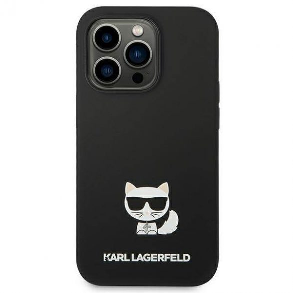 Karl Lagerfeld KLHCP14LSLCTBK Husă rigidă pentru iPhone 14 Pro de 6,1 inchi, negru, silicon Choupette