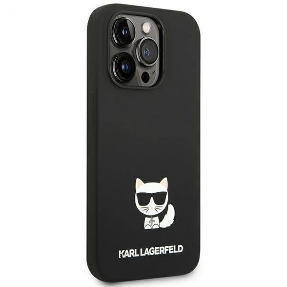 Karl Lagerfeld KLHCP14LSLCTBK Husă rigidă pentru iPhone 14 Pro de 6,1 inchi, negru, silicon Choupette