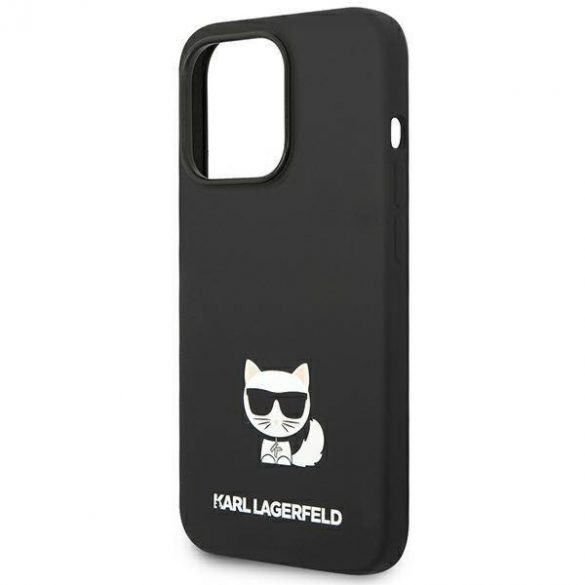 Karl Lagerfeld KLHCP14LSLCTBK Husă rigidă pentru iPhone 14 Pro de 6,1 inchi, negru, silicon Choupette