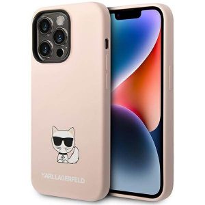 Karl Lagerfeld KLHCP14LSLCTPI Husă rigidă pentru iPhone 14 Pro 6,1" jasnoróżowy/roz deschis Husă Choupette din silicon