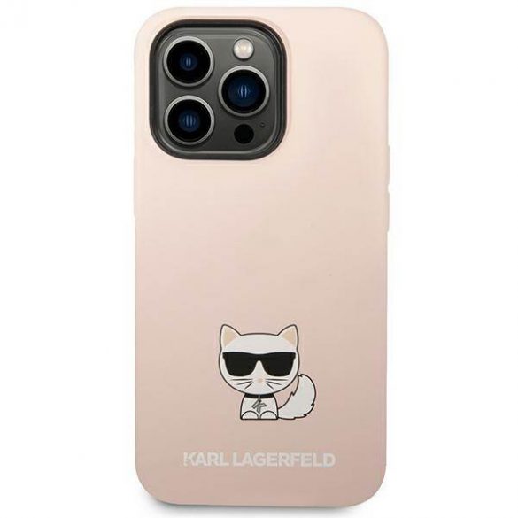 Karl Lagerfeld KLHCP14LSLCTPI Husă rigidă pentru iPhone 14 Pro 6,1" jasnoróżowy/roz deschis Husă Choupette din silicon