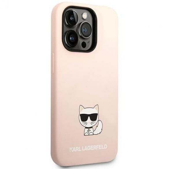 Karl Lagerfeld KLHCP14XSLCTPI Husă rigidă pentru iPhone 14 Pro Max 6,7" jasnoróżowy/roz deschis Husă Choupette din silicon