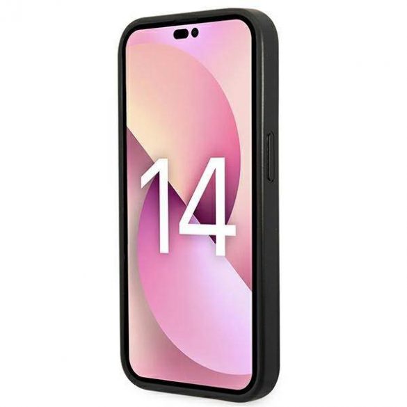 Karl Lagerfeld KLHCP14LSAPCHK Carcasă rigidă pentru iPhone 14 Pro de 6,1 inchi, negru/negru, Saffiano Choupette Head Patch