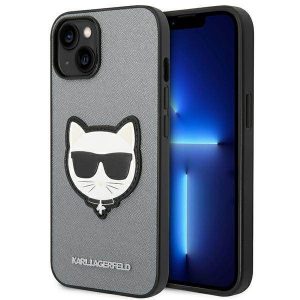 Karl Lagerfeld KLHCP14SSAPCHG iPhone 14 / 15 / 13 6,1" Hardcase srebrny/argintiu Saffiano Choupette Head Patch