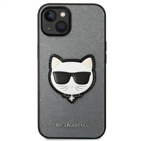 Karl Lagerfeld KLHCP14SSAPCHG iPhone 14 / 15 / 13 6,1" Hardcase srebrny/argintiu Saffiano Choupette Head Patch