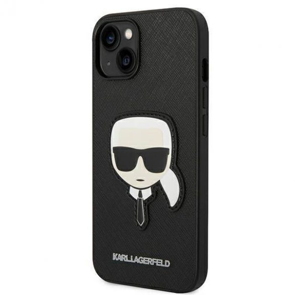 Karl Lagerfeld KLHCP14MSAPKHK iPhone 14 Plus / 15 Plus 6,7" carcasă rigidă/neagră Saffiano Karl's Head Patch