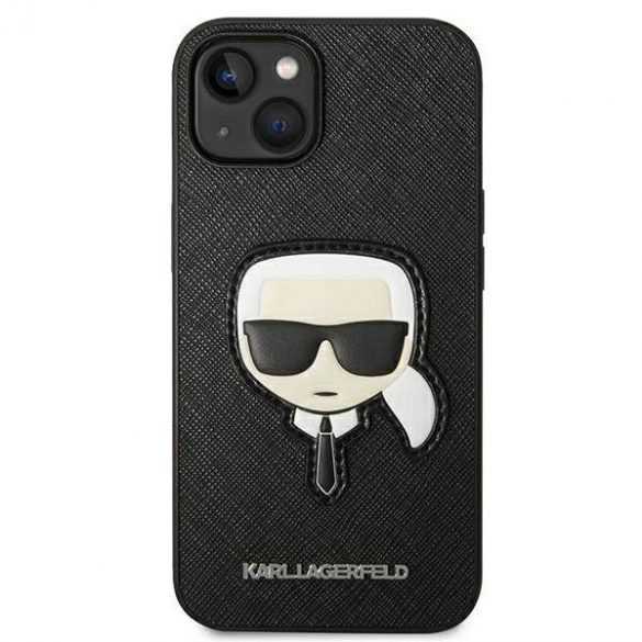 Karl Lagerfeld KLHCP14MSAPKHK iPhone 14 Plus / 15 Plus 6,7" carcasă rigidă/neagră Saffiano Karl's Head Patch