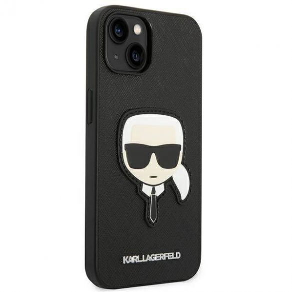 Karl Lagerfeld KLHCP14MSAPKHK iPhone 14 Plus / 15 Plus 6,7" carcasă rigidă/neagră Saffiano Karl's Head Patch