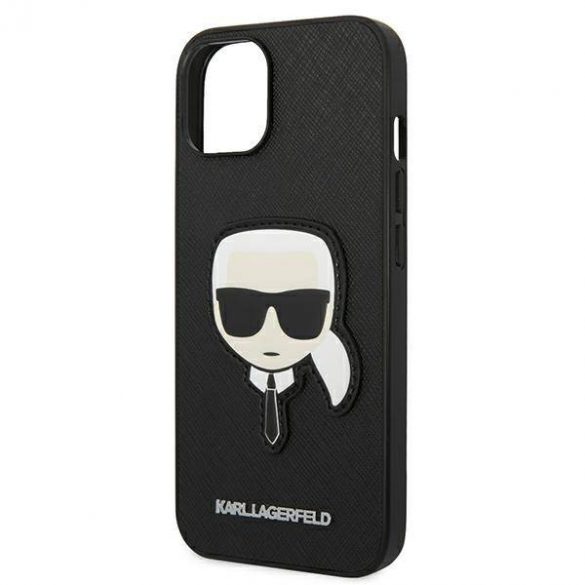 Karl Lagerfeld KLHCP14MSAPKHK iPhone 14 Plus / 15 Plus 6,7" carcasă rigidă/neagră Saffiano Karl's Head Patch