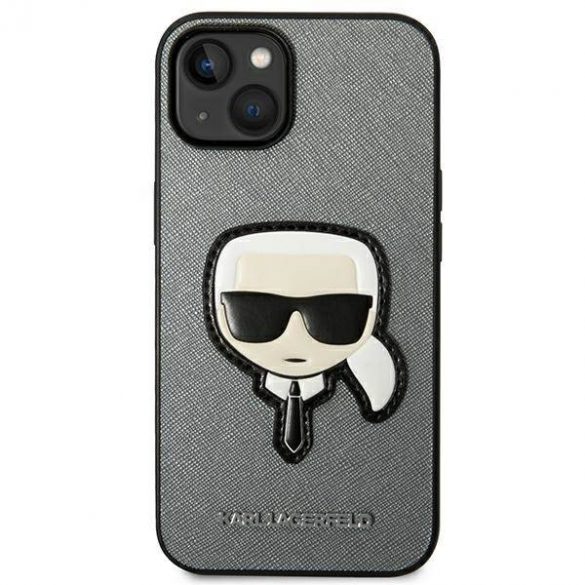 Karl Lagerfeld KLHCP14MSAPKHG iPhone 14 Plus / 15 Plus 6,7" srebrny/argintiu Hardcase Saffiano Karl's Head Patch