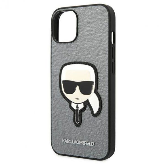 Karl Lagerfeld KLHCP14MSAPKHG iPhone 14 Plus / 15 Plus 6,7" srebrny/argintiu Hardcase Saffiano Karl's Head Patch