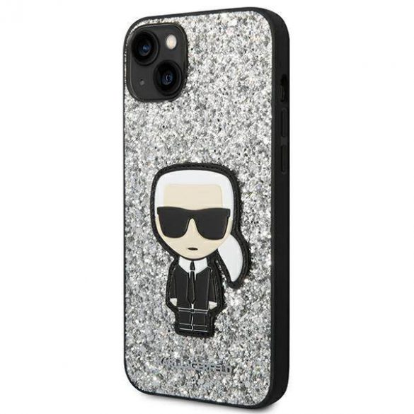 Karl Lagerfeld KLHCP14SGFKPG iPhone 14 / 15 / 13 6,1" hardcase srebrny/argintiu Glitter Flakes Ikonik