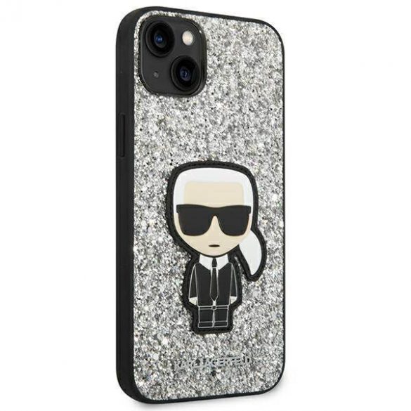 Karl Lagerfeld KLHCP14SGFKPG iPhone 14 / 15 / 13 6,1" hardcase srebrny/argintiu Glitter Flakes Ikonik