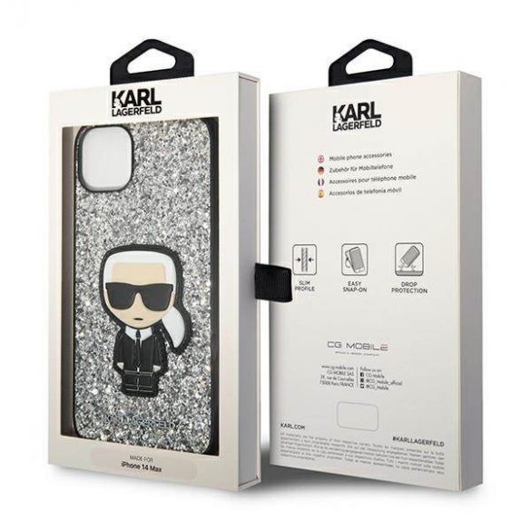 Karl Lagerfeld KLHCP14SGFKPG iPhone 14 / 15 / 13 6,1" hardcase srebrny/argintiu Glitter Flakes Ikonik