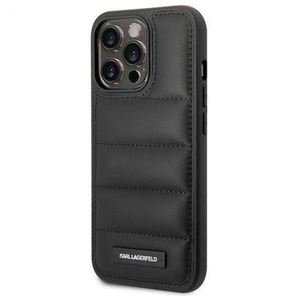 Karl Lagerfeld KLHCP14LPSQAK Husă rigidă pentru iPhone 14 Pro de 6,1 inchi, negru/negru, Puffy Elongated Logo