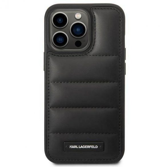 Karl Lagerfeld KLHCP14LPSQAK Husă rigidă pentru iPhone 14 Pro de 6,1 inchi, negru/negru, Puffy Elongated Logo