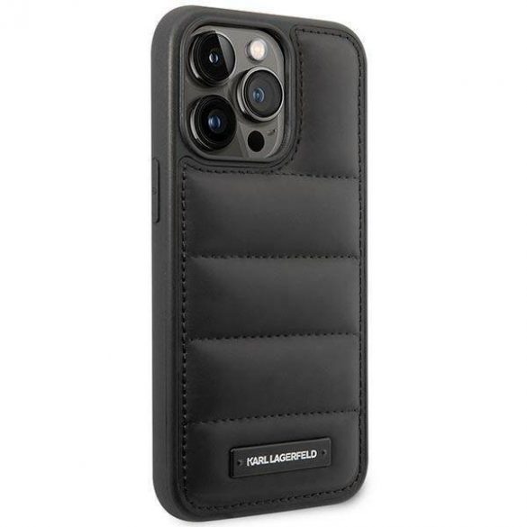 Karl Lagerfeld KLHCP14LPSQAK Husă rigidă pentru iPhone 14 Pro de 6,1 inchi, negru/negru, Puffy Elongated Logo