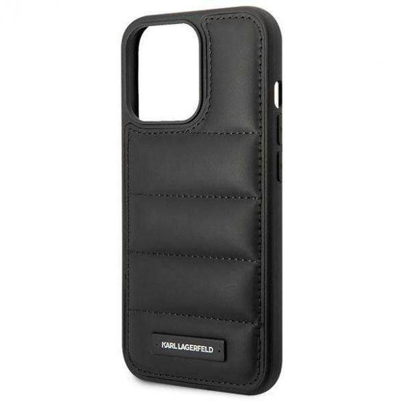 Karl Lagerfeld KLHCP14LPSQAK Husă rigidă pentru iPhone 14 Pro de 6,1 inchi, negru/negru, Puffy Elongated Logo