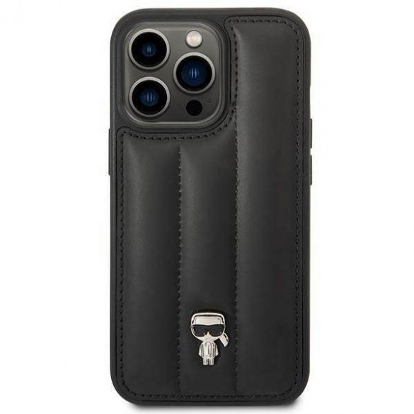 Karl Lagerfeld KLHCP14LPSQPK iPhone 14 Pro 6,1" hard Husă negru/negru Puffy Ikonik Pin husă