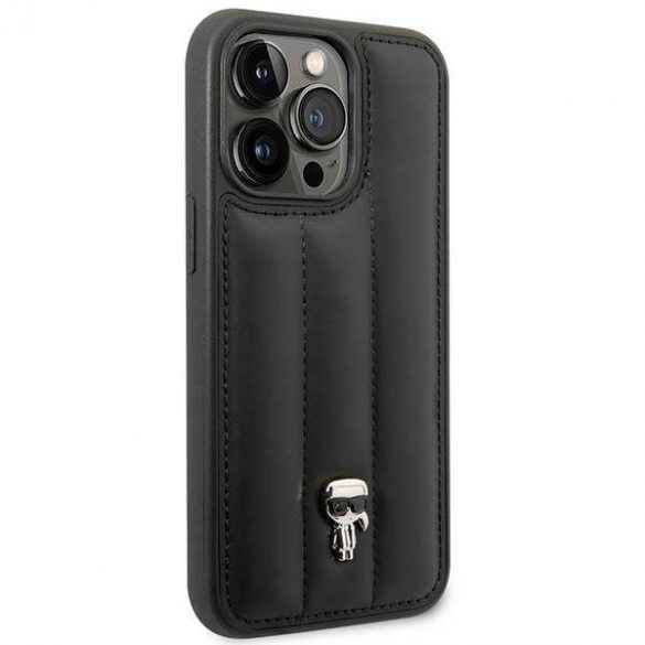 Karl Lagerfeld KLHCP14LPSQPK iPhone 14 Pro 6,1" hard Husă negru/negru Puffy Ikonik Pin husă