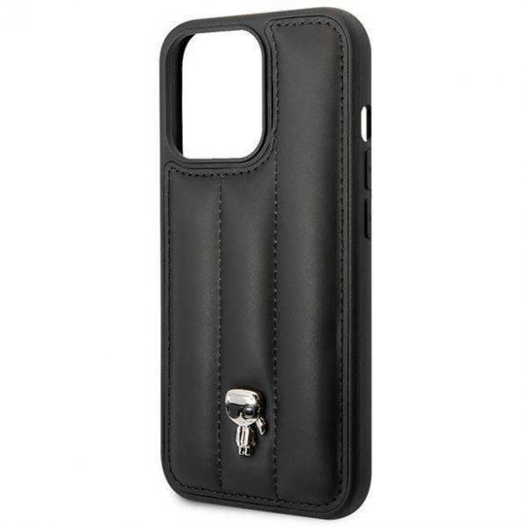 Karl Lagerfeld KLHCP14LPSQPK iPhone 14 Pro 6,1" hard Husă negru/negru Puffy Ikonik Pin husă