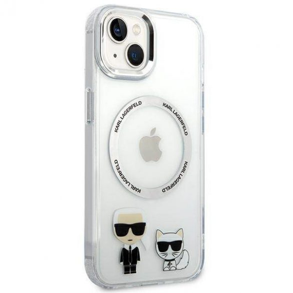 Karl Lagerfeld KLHMP14MHKCT iPhone 14 Plus / 15 Plus 6,7" hard Husă transparent/transparent Karl & Choupette Aluminium Magsafe