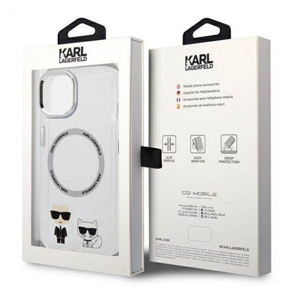 Karl Lagerfeld KLHMP14MHKCT iPhone 14 Plus / 15 Plus 6,7" hard Husă transparent/transparent Karl & Choupette Aluminium Magsafe