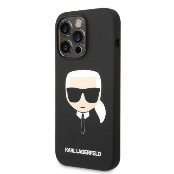 Karl Lagerfeld KLHMP14LSLKHBK Carcasă rigidă pentru iPhone 14 Pro de 6,1 inchi, negru/czarny/negru Husă Karl's Head Magsafe din silicon