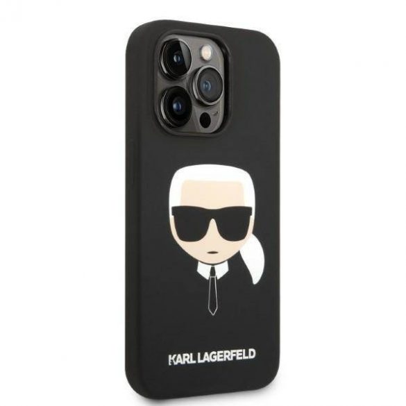 Karl Lagerfeld KLHMP14LSLKHBK Carcasă rigidă pentru iPhone 14 Pro de 6,1 inchi, negru/czarny/negru Husă Karl's Head Magsafe din silicon