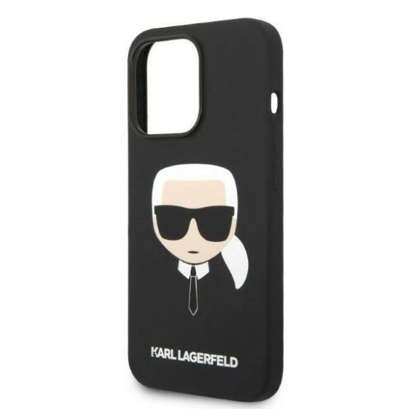 Karl Lagerfeld KLHMP14LSLKHBK Carcasă rigidă pentru iPhone 14 Pro de 6,1 inchi, negru/czarny/negru Husă Karl's Head Magsafe din silicon