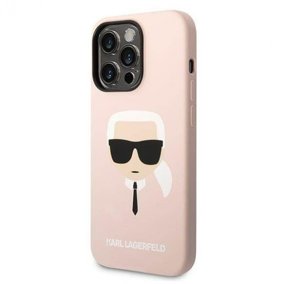 Karl Lagerfeld KLHMP14LSLKHLP Carcasă rigidă pentru iPhone 14 Pro 6,1" jasnoróżowy/roz deschis Husă din silicon Karl's Head Magsafe