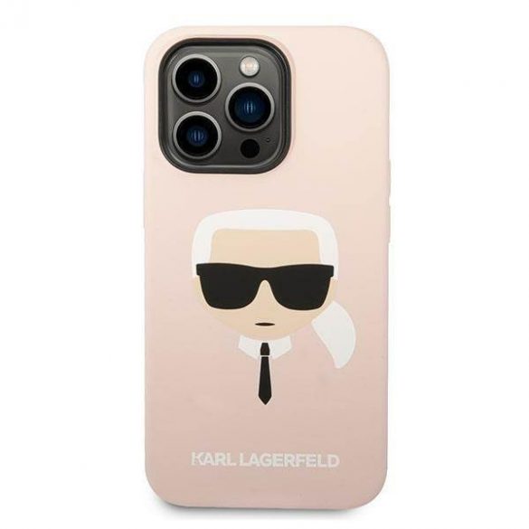 Karl Lagerfeld KLHMP14LSLKHLP Carcasă rigidă pentru iPhone 14 Pro 6,1" jasnoróżowy/roz deschis Husă din silicon Karl's Head Magsafe