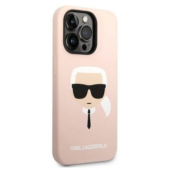 Karl Lagerfeld KLHMP14LSLKHLP Carcasă rigidă pentru iPhone 14 Pro 6,1" jasnoróżowy/roz deschis Husă din silicon Karl's Head Magsafe