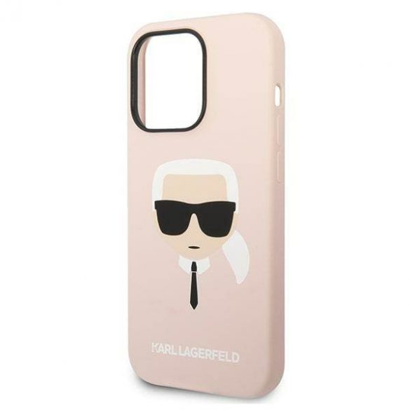 Karl Lagerfeld KLHMP14LSLKHLP Carcasă rigidă pentru iPhone 14 Pro 6,1" jasnoróżowy/roz deschis Husă din silicon Karl's Head Magsafe