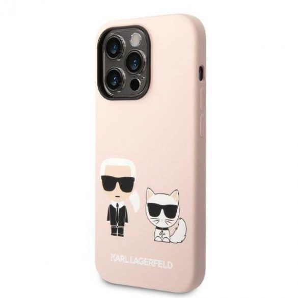 Karl Lagerfeld KLHMP14LSSKCI Carcasă rigidă pentru iPhone 14 Pro 6,1" jasnoróżowy/roz deschis Husă Karl & Choupette Magsafe din silicon