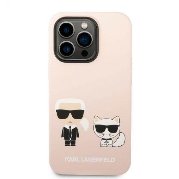 Karl Lagerfeld KLHMP14LSSKCI Carcasă rigidă pentru iPhone 14 Pro 6,1" jasnoróżowy/roz deschis Husă Karl & Choupette Magsafe din silicon