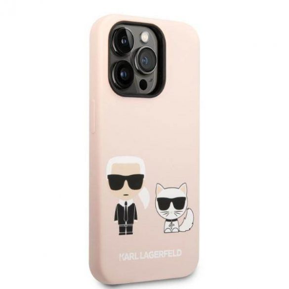 Karl Lagerfeld KLHMP14LSSKCI Carcasă rigidă pentru iPhone 14 Pro 6,1" jasnoróżowy/roz deschis Husă Karl & Choupette Magsafe din silicon