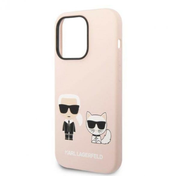 Karl Lagerfeld KLHMP14LSSKCI Carcasă rigidă pentru iPhone 14 Pro 6,1" jasnoróżowy/roz deschis Husă Karl & Choupette Magsafe din silicon