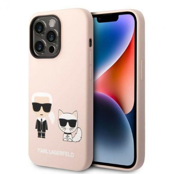 Karl Lagerfeld KLHMP14XSSKCI Husă rigidă pentru iPhone 14 Pro Max de 6,7" jasnoróżowy/roz deschis Husă Karl & Choupette Magsafe din silicon