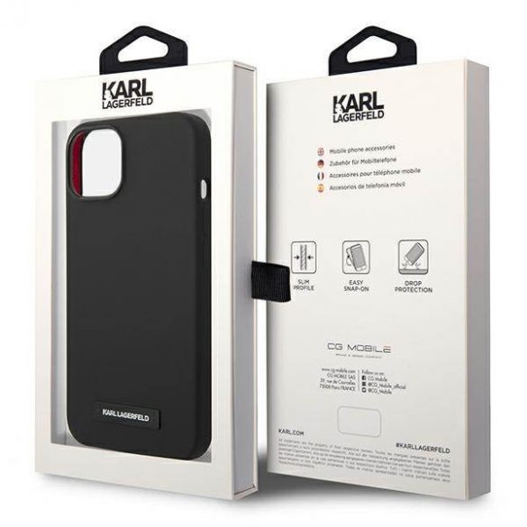 Karl Lagerfeld KLHMP14MSLMP1K iPhone 14 Plus / 15 Plus 6,7" hard Husă negru / negru Silicone Plaque Magsafe