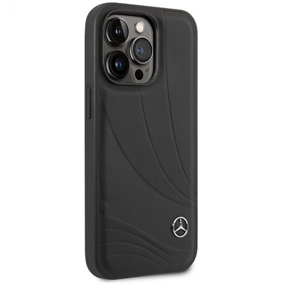 Mercedes MEHCP14L8ROLK iPhone 14 Pro 6,1 carcasă rigidă/neagră Leather Wave Patern"