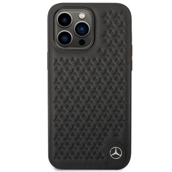 Mercedes MEHCP14X8REMPK iPhone 14 Pro Max 6,7 husă rigidă, neagră, piele, model stele"