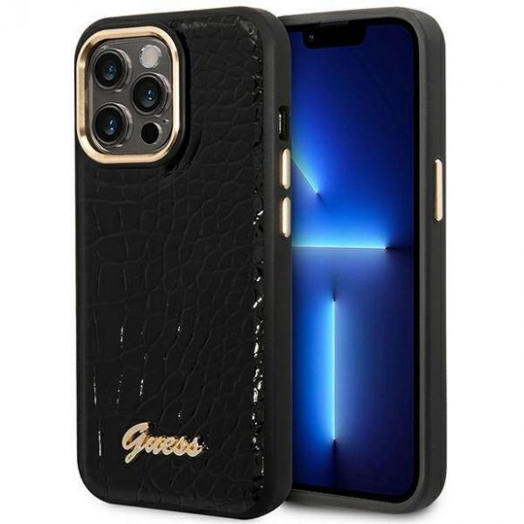 Guess GUHCP14LHGCRHK iPhone 14 Pro 6,1" carcasă rigidă/neagră Husă Croco Collection