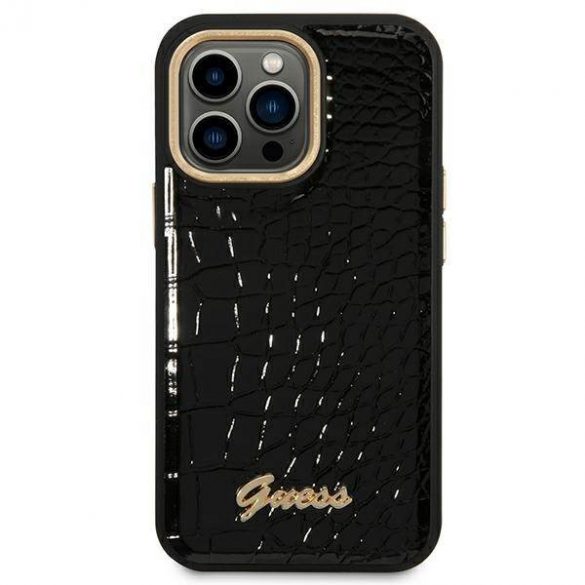 Guess GUHCP14LHGCRHK iPhone 14 Pro 6,1" carcasă rigidă/neagră Husă Croco Collection