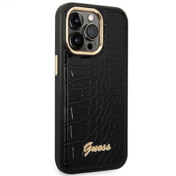 Guess GUHCP14LHGCRHK iPhone 14 Pro 6,1" carcasă rigidă/neagră Husă Croco Collection