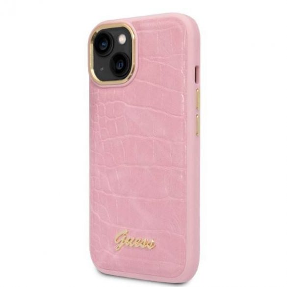 Guess GUHCP14SHGCRHP iPhone 14 / 15 / 13 6.1" rożowy/roz Hardcase Croco Collection