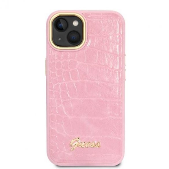 Guess GUHCP14SHGCRHP iPhone 14 / 15 / 13 6.1" rożowy/roz Hardcase Croco Collection